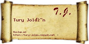 Tury Jolán névjegykártya